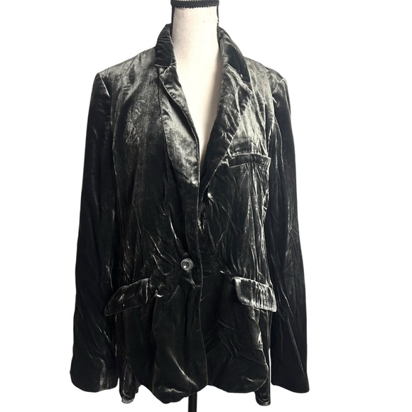 Anthropologie Velvet Blazer Jacket Size M NWOT Slate Gray/Green - Picture 1 of 7